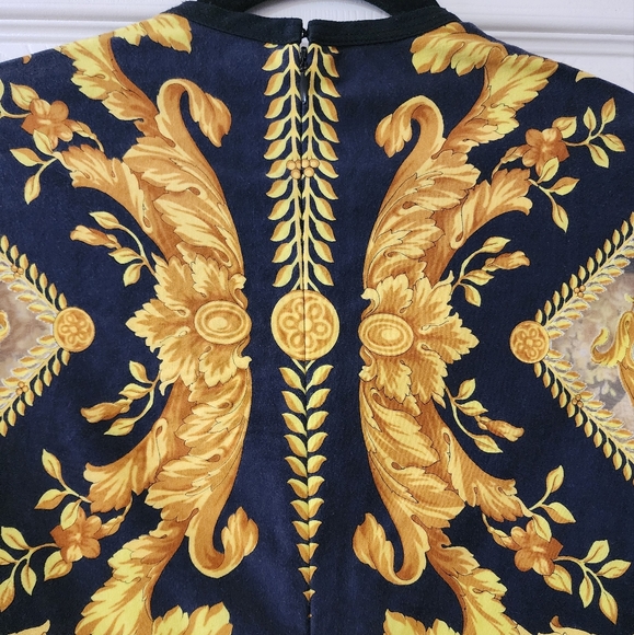 Vintage Gianni Versace Couture 1994 Baroque Print Sheer Mesh Illusion Bodysuit - Picture 8 of 13